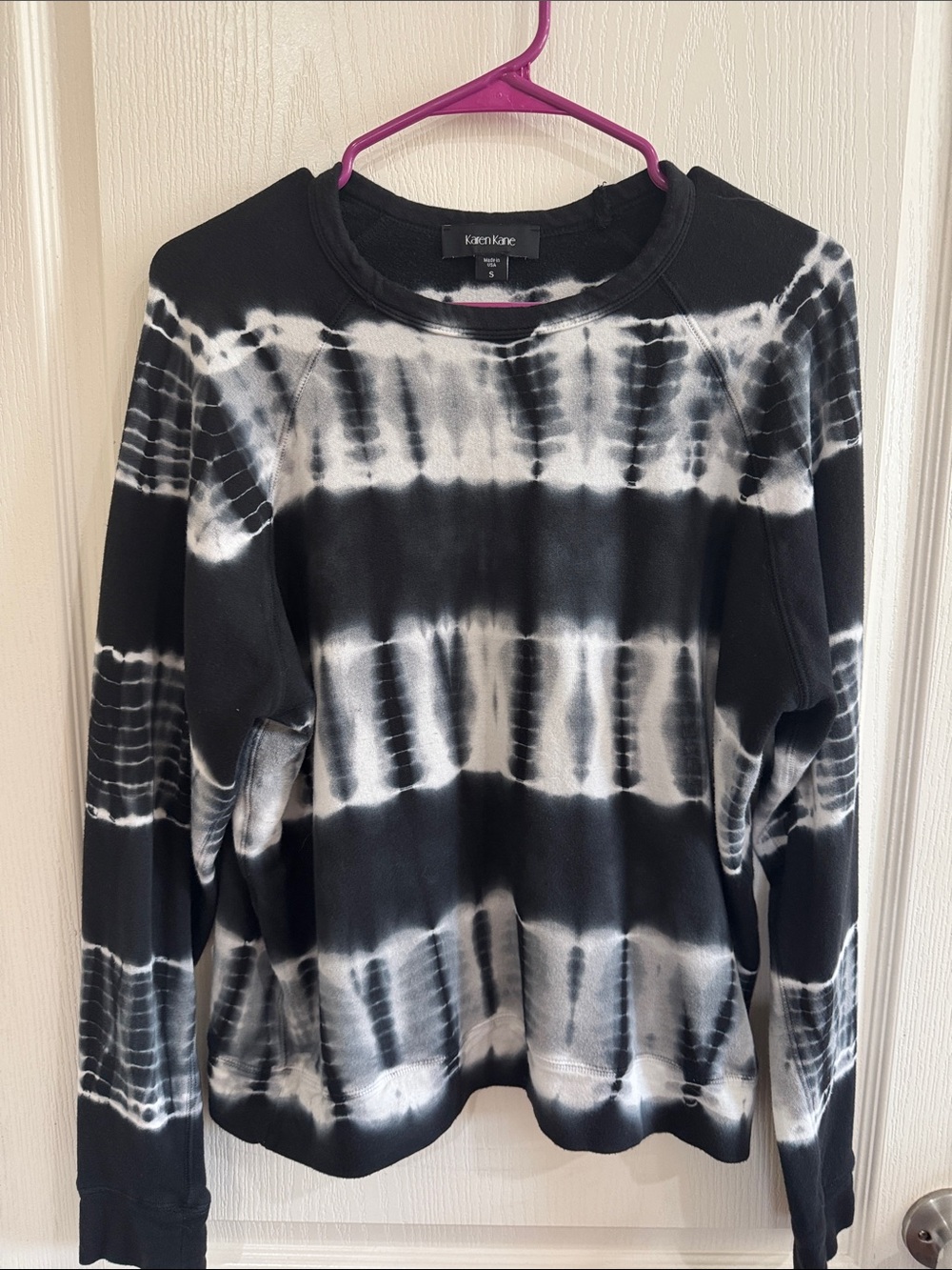 Karen Kane Black & White Tie-Dye Crewneck Sweatshirt